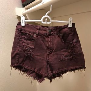 Maroon AE denim shorts